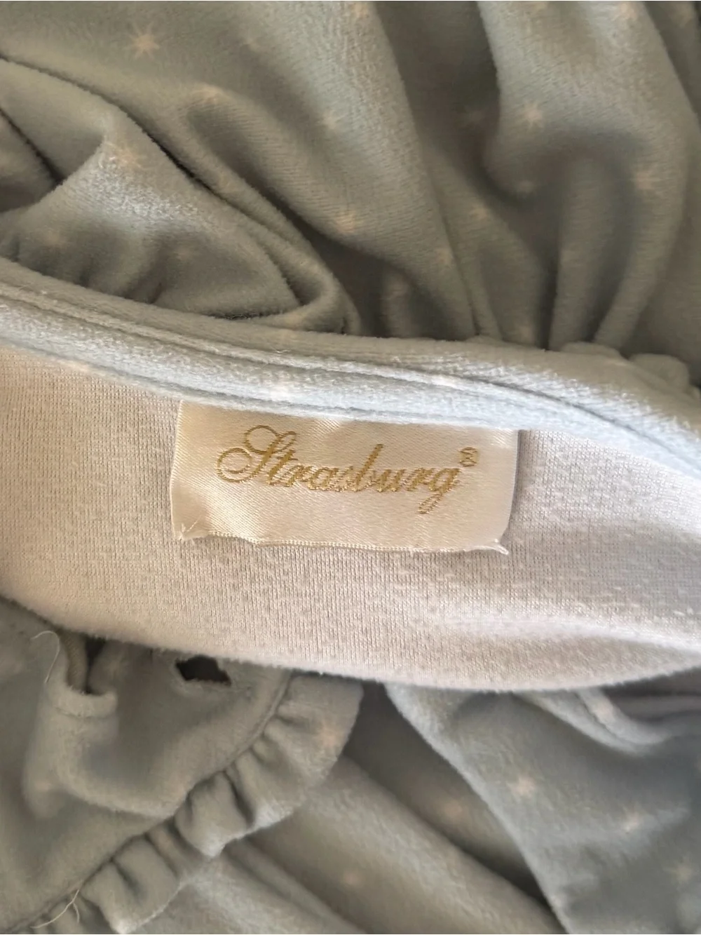 Strasburg Pale Blue Star Print Ruffle-Trim Nightgown